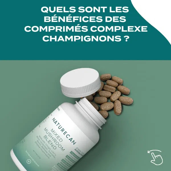 Complexe champignons comprimés avec Lions Mane, Chaga et Reishi
