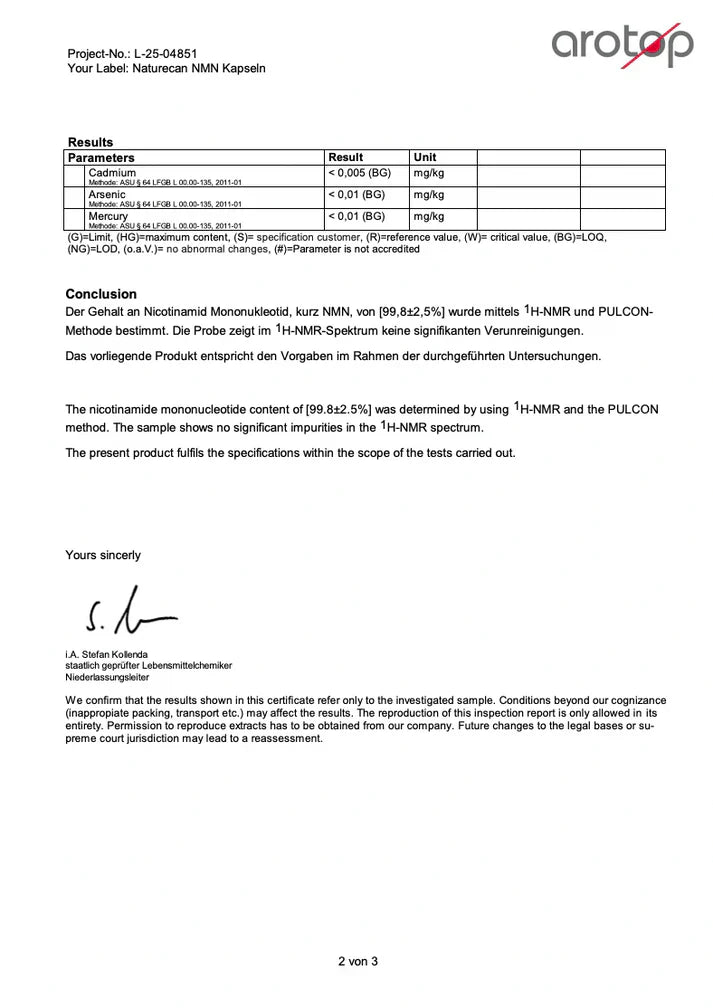 NMN certificat d'analyse naturecan