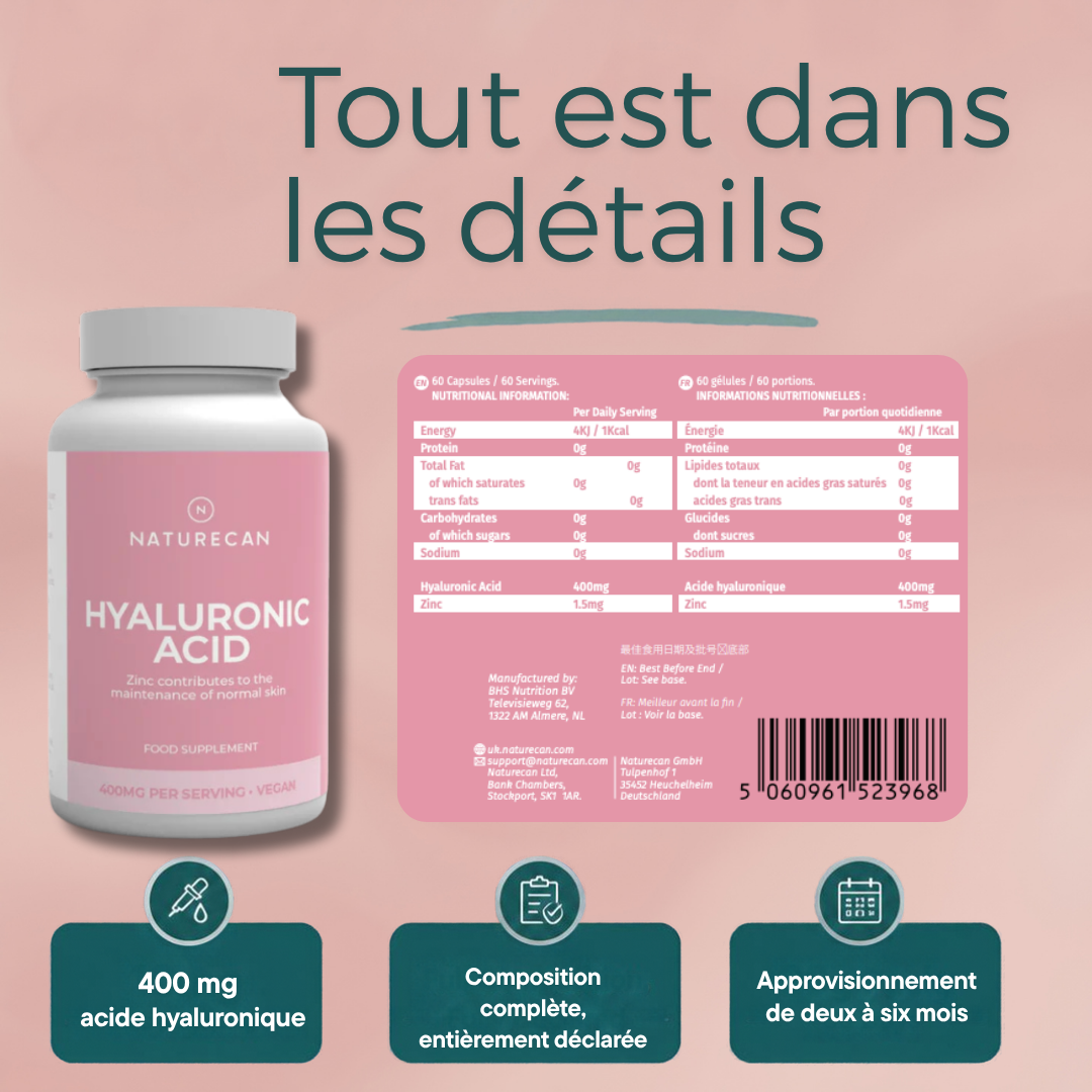 Capsules d'acide hyaluronique 400 mg
